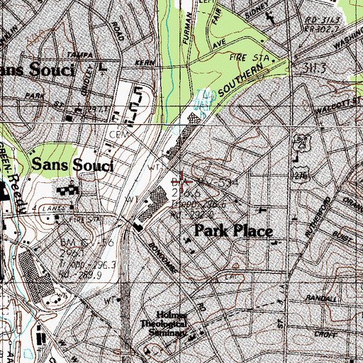 Topographic Map of Poe Mill Park, SC