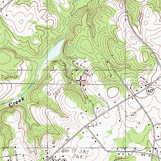 Topographic Map of Ponderosa, SC