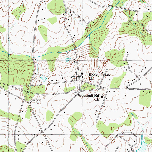 Topographic Map of Rocky Creek Cemetery, SC