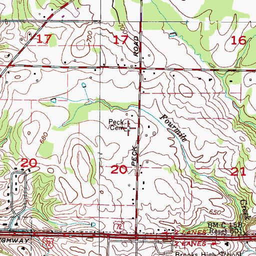 Topographic Map of Peck Cemetery, AL