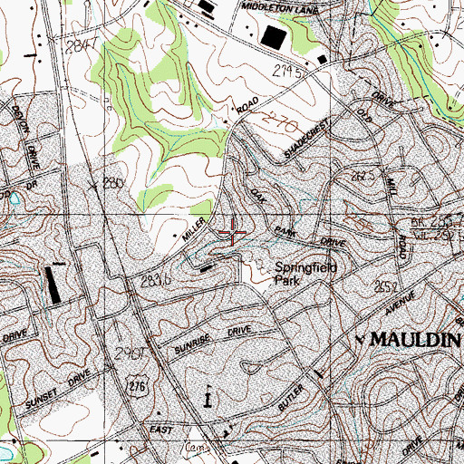 Topographic Map of Summerwoods, SC
