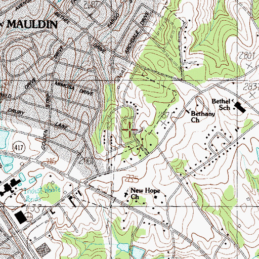 Topographic Map of Verdin Estates, SC