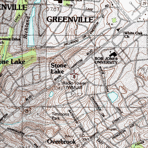 Topographic Map of Wade Hampton Mall Shopping Center, SC