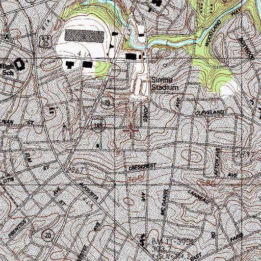 Topographic Map of Watts Park, SC