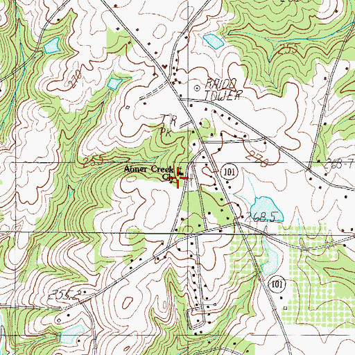 Topographic Map of Abners Creek Baptist Church, SC