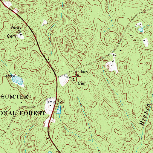 Topographic Map of Antioch Church, SC