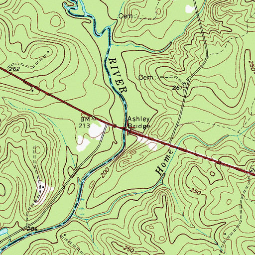 Topographic Map of Ashley Bridge, SC
