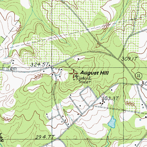 Topographic Map of August Hill, SC