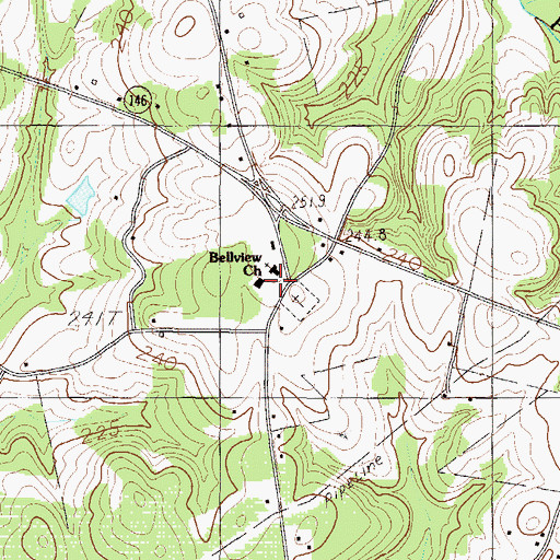 Topographic Map of Bellview Church, SC