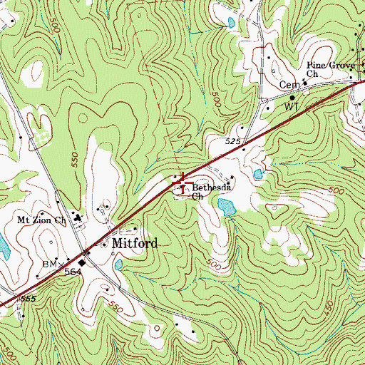 Topographic Map of Bethesda Church, SC