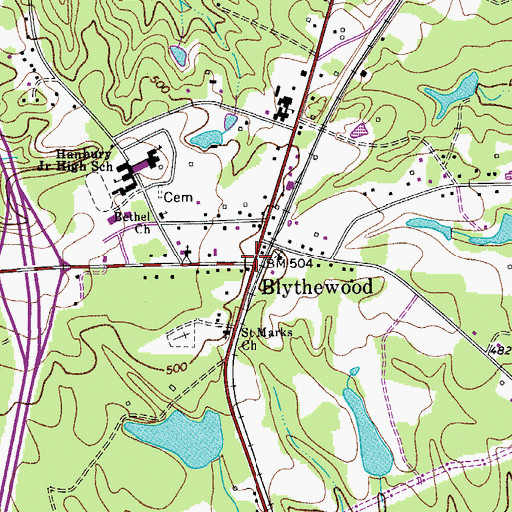 Topographic Map of Blythewood, SC