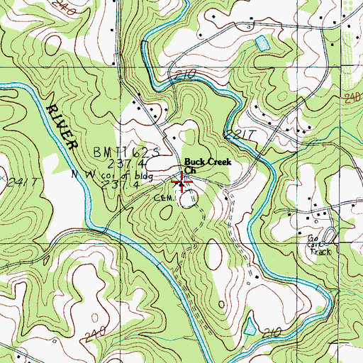 Topographic Map of Buck Creek Baptist Church, SC
