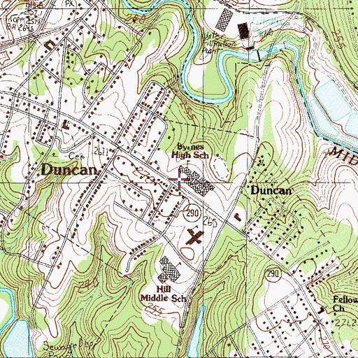 Topographic Map of Byrnes High School, SC