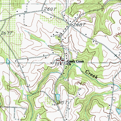 Topographic Map of Casey Creek Baptist Church, SC