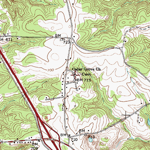 Topographic Map of Cedar Grove Church, SC