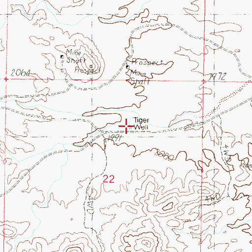 Topographic Map of Tiger Well, AZ