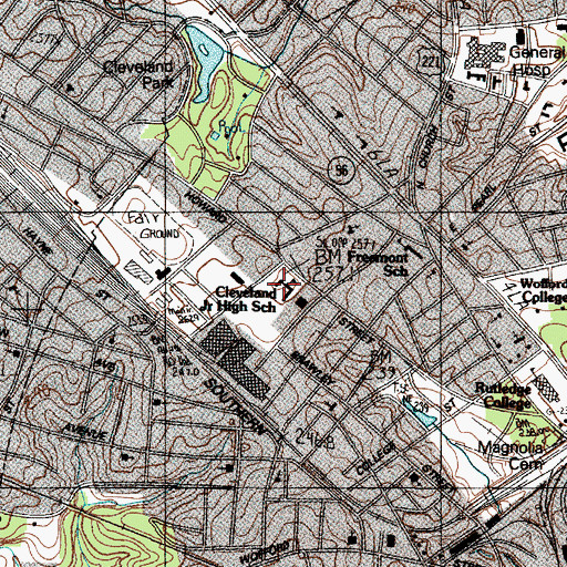 Topographic Map of Cleveland Junior High School, SC