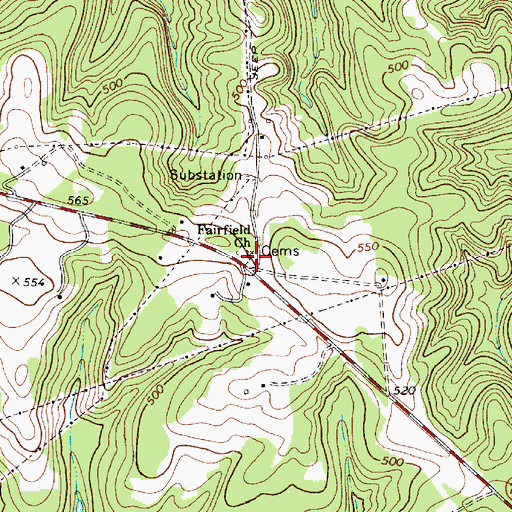 Topographic Map of Fairfield Church, SC