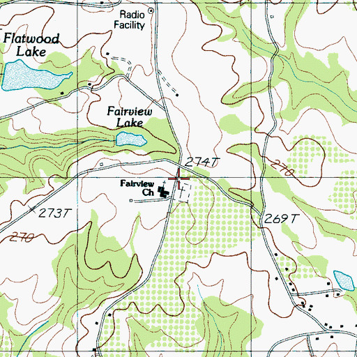 Topographic Map of Fairview Baptist Church, SC