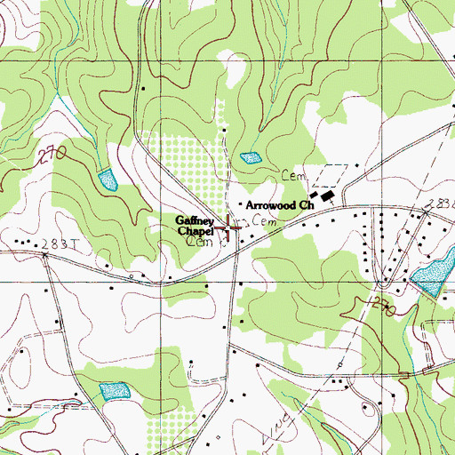 Topographic Map of Gaffney Chapel, SC