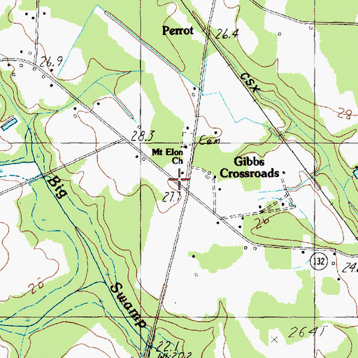 Topographic Map of Gibbs Crossroads, SC