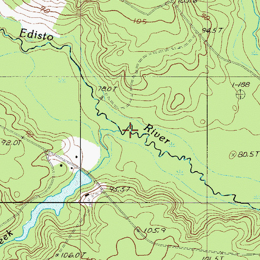 Topographic Map of Giddy Swamp Creek, SC