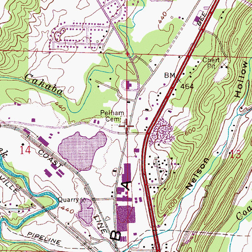 Topographic Map of Pelham Cemetery, AL