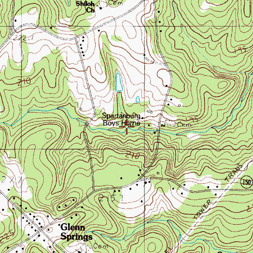 Topographic Map of Glenn Springs, SC