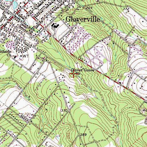 Topographic Map of Glover Grove Baptist Church, SC