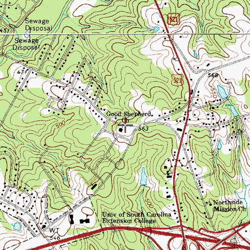 Topographic Map of Good Shepherd Church, SC