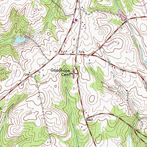 Topographic Map of Goodhope Cemetery, SC