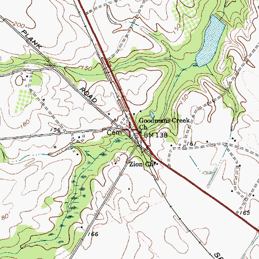 Topographic Map of Goodmans Creek Baptist Church, SC