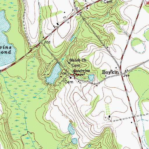 Topographic Map of Goodwins Chapel, SC