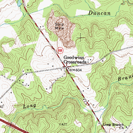 Topographic Map of Goodwins Crossroads, SC