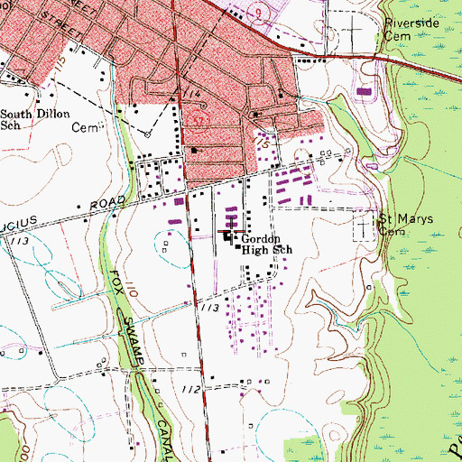 Topographic Map of Gordon High School, SC