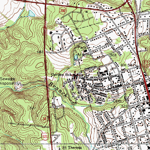 Topographic Map of Gordon School, SC