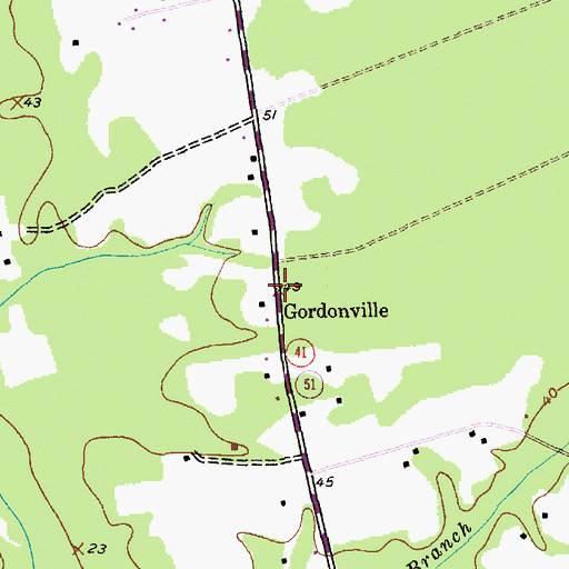 Topographic Map of Gordonville, SC