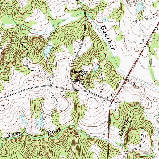 Topographic Map of Goucher Baptist Church, SC