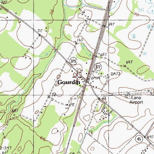 Topographic Map of Gourdin, SC