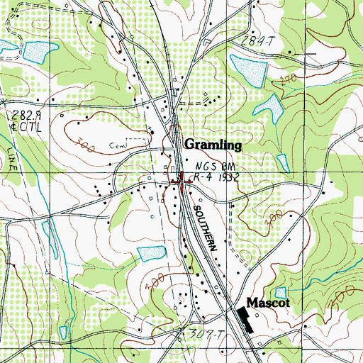 Topographic Map of Gramling, SC