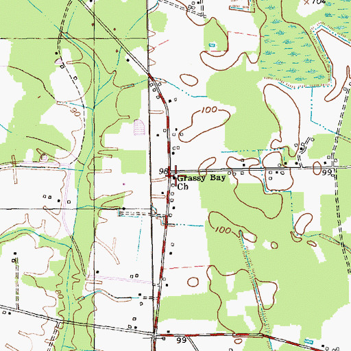 Topographic Map of Grassy Bay Church, SC