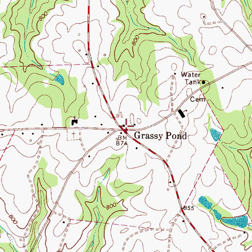 Topographic Map of Grassy Pond, SC