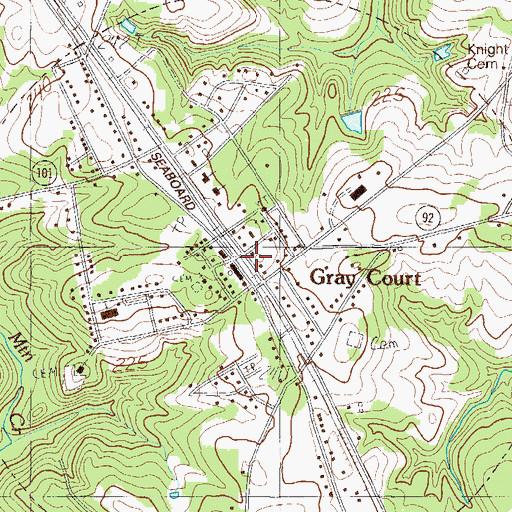 Topographic Map of Gray Court, SC