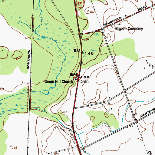 Topographic Map of Green Hill Church, SC