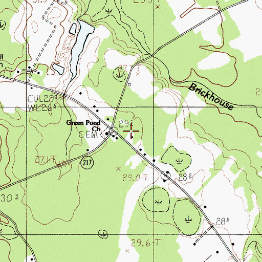 Topographic Map of Green Pond Church, SC