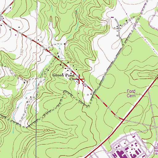 Topographic Map of Green Pond Baptist Church, SC