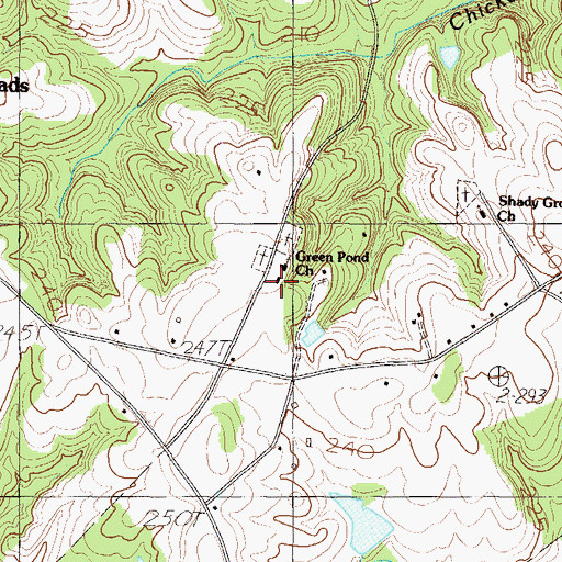 Topographic Map of Green Pond Baptist Church, SC