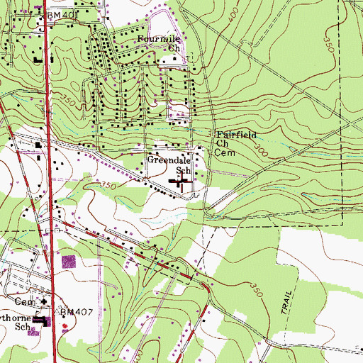 Topographic Map of Greendale School, SC
