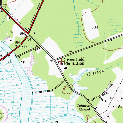 Topographic Map of Greenfield Plantation, SC