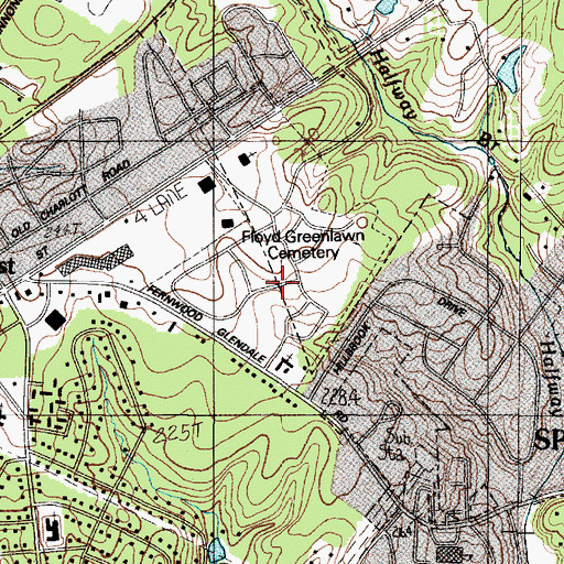 Topographic Map of Greenlawn Memorial Gardens, SC